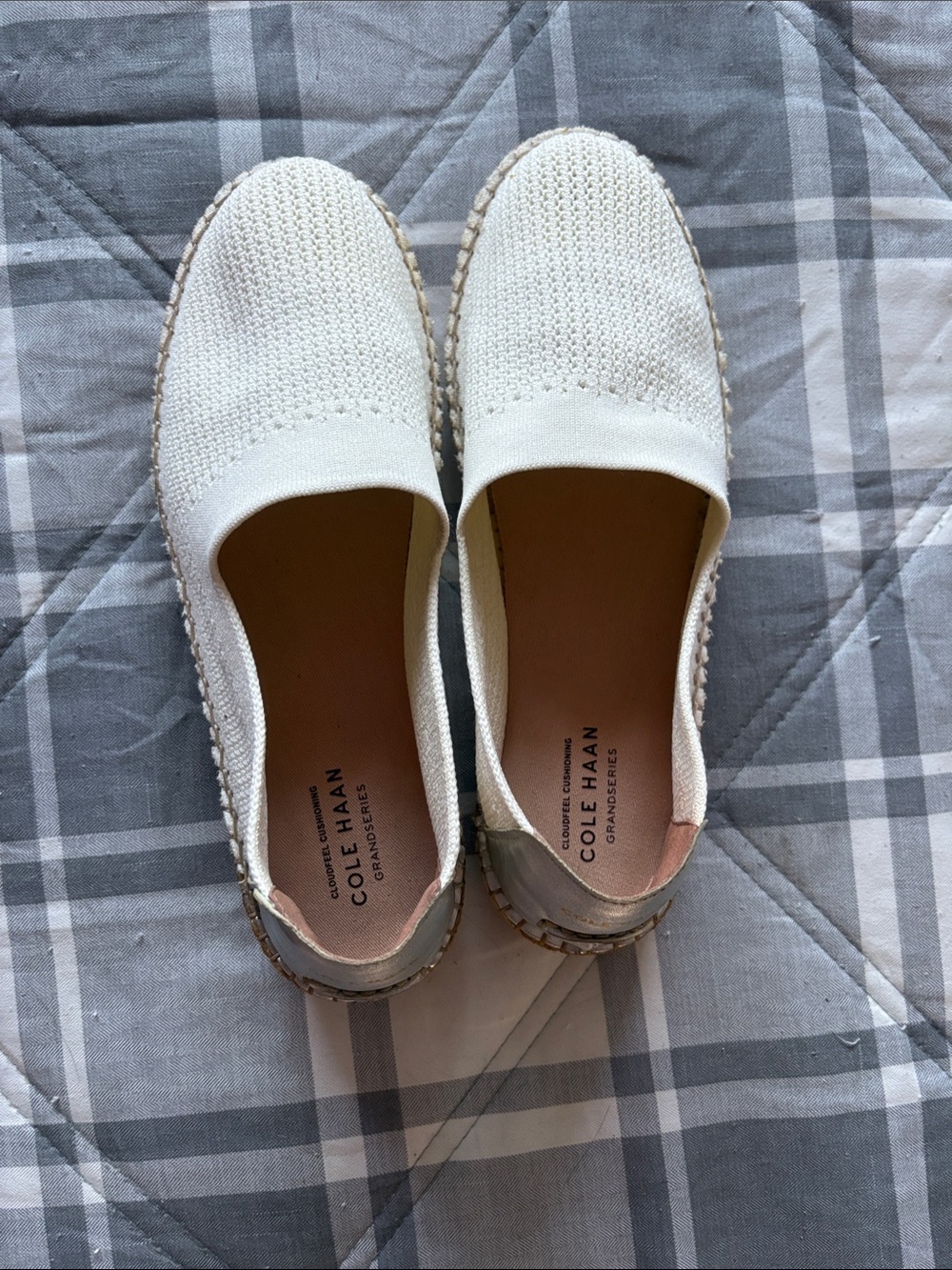 Cole Haan Off-White Knit Slip-On Espadrille Flats